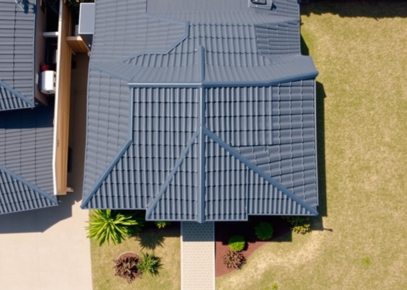 Same roof after Roofix Coatings restoration with dark slate membrane coating